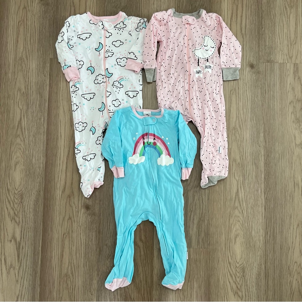 LIKE NEW Gerber Baby Girl One Piece Footies - 6-9 months